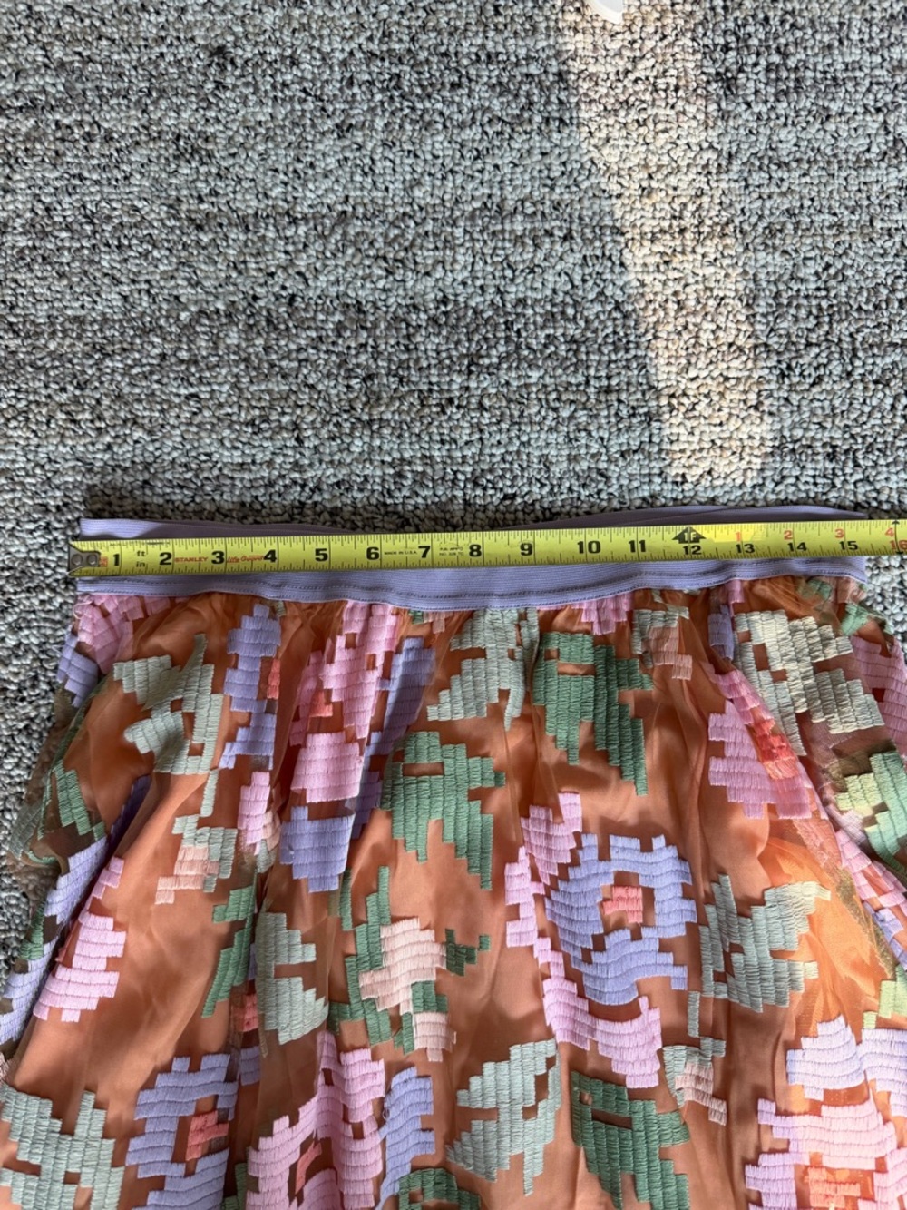 Maeve Peach Midi Skirt with Lavender & Mint Pixel Floral - Picture 4 of 4